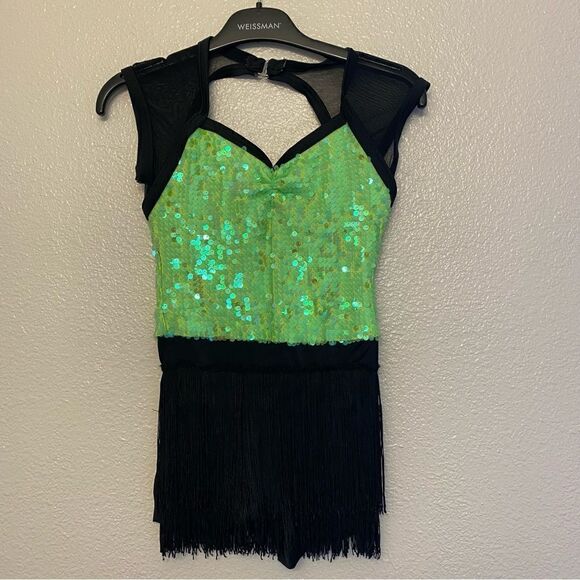 Weissman dance costume green sequin fringe flapper Replay
12269 Child IC 7/8 - Picture 2 of 11